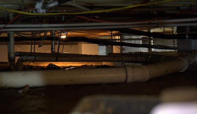 Crawl space drain pipe
