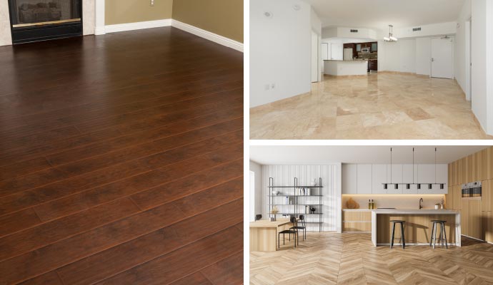 Collage of different types of flooring