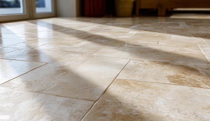 Luxury kitchen travertine flooring