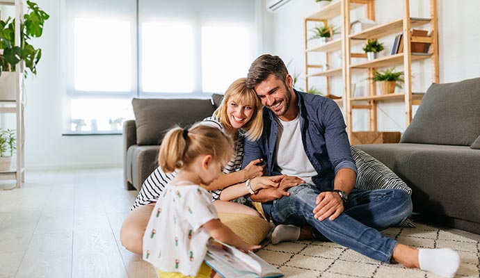 Happy family enjoying an indoor environment