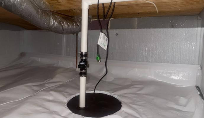 Installed sump pump