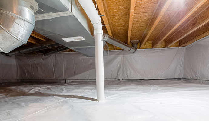 Crawl space encapsulation vapor barrier