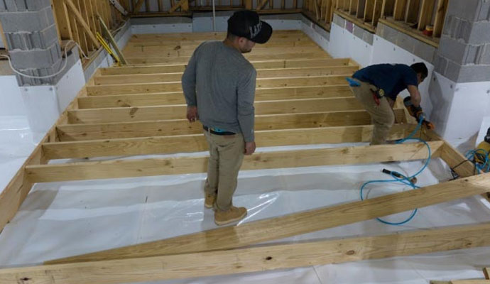 Residential reconstruction floor joist framing