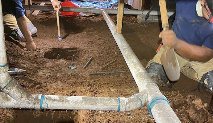 Under home drainage system installation