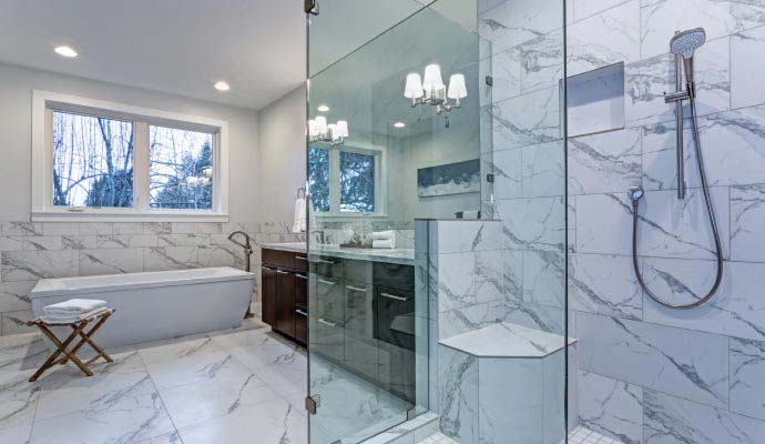 Remodeled bathtub in a modern bathroom