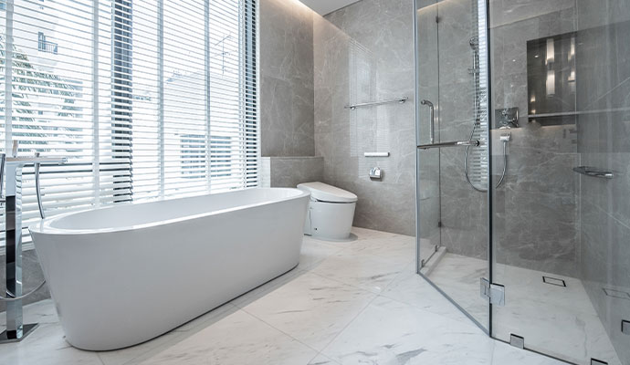 Remodeled bathtub in a modern bathroom