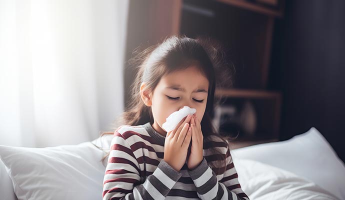 Young girl with cold symptoms